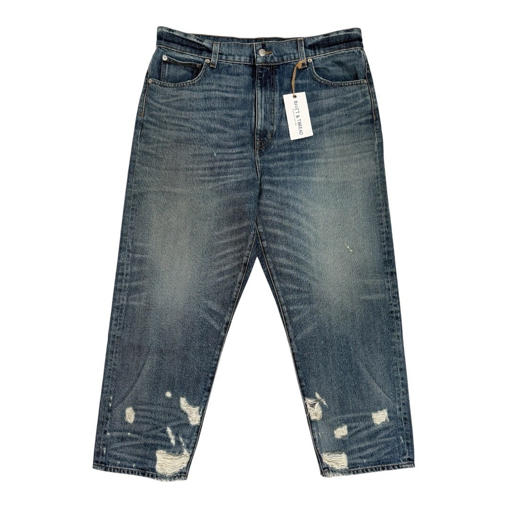 NEW Rivet & Thread Jeans Womens 32 High Rise Boyjean Distressed Denim Madewell